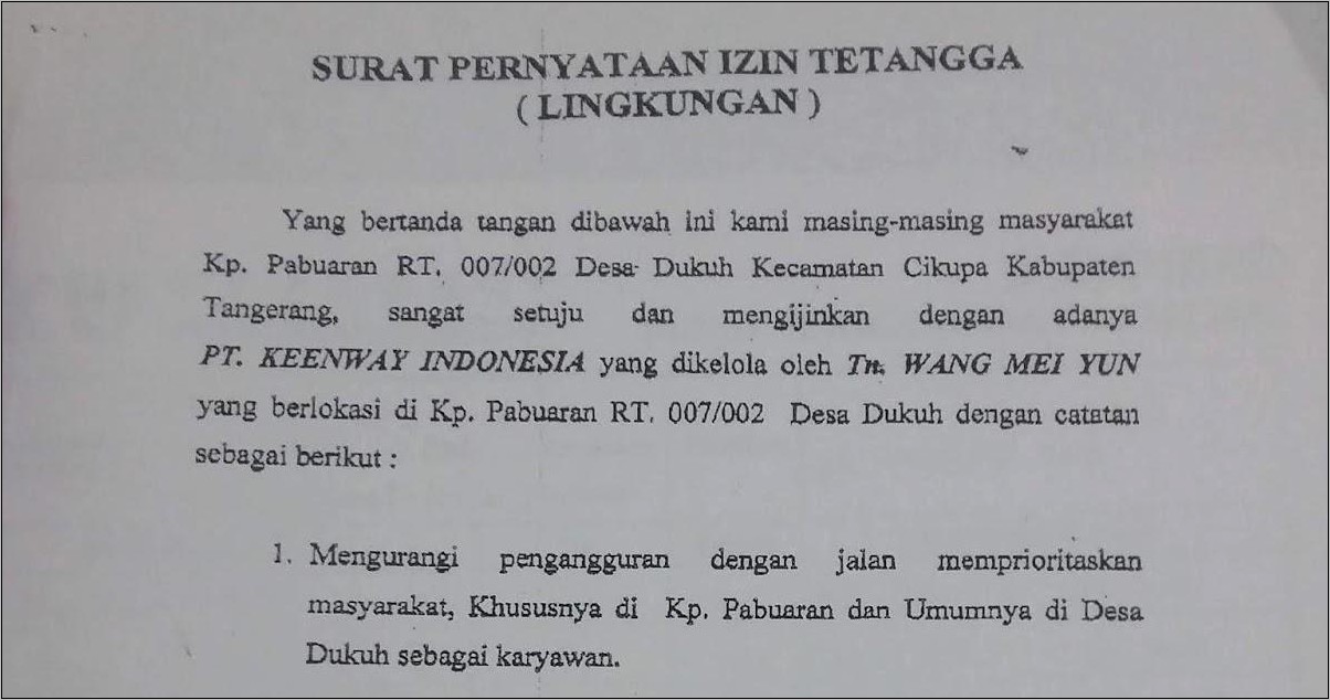 Contoh Surat Izin Usaha Ayam Potong Lingkungan Dari Desa