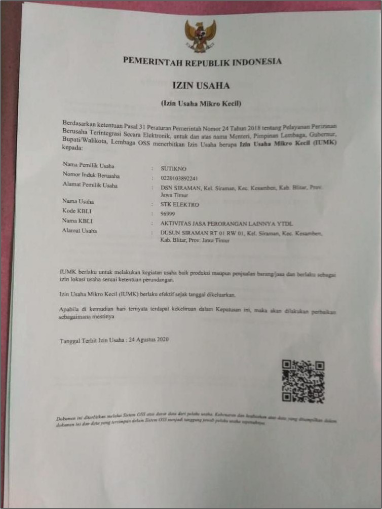 Contoh Surat Izin Usaha Dagang Di Jakarta