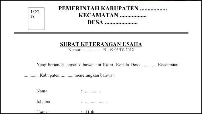 Contoh Surat Izin Usaha Dari Desa Pdf