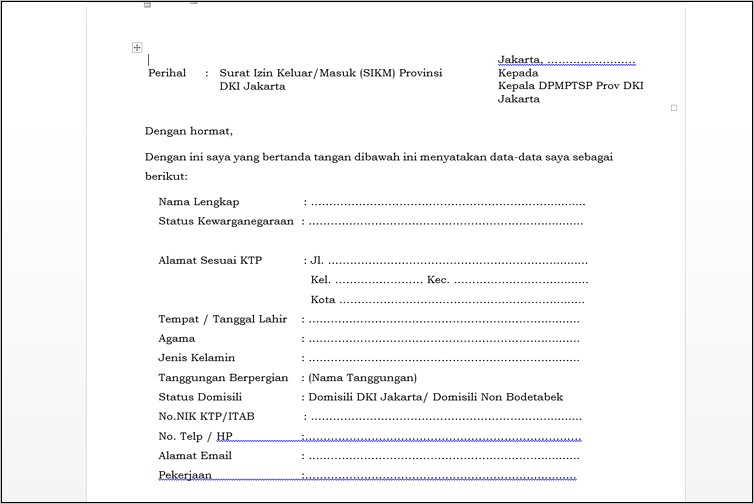 Contoh Surat Izin Usaha Dari Kelurahan Kota Palembang