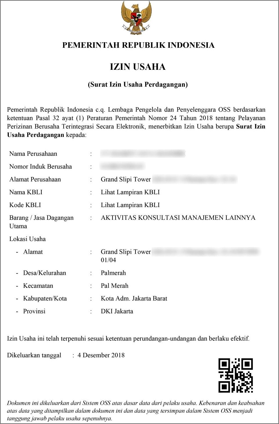 Contoh Surat Izin Usaha Jasa