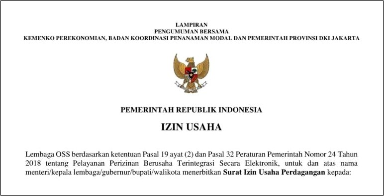 Contoh Surat Izin Usaha Kecil