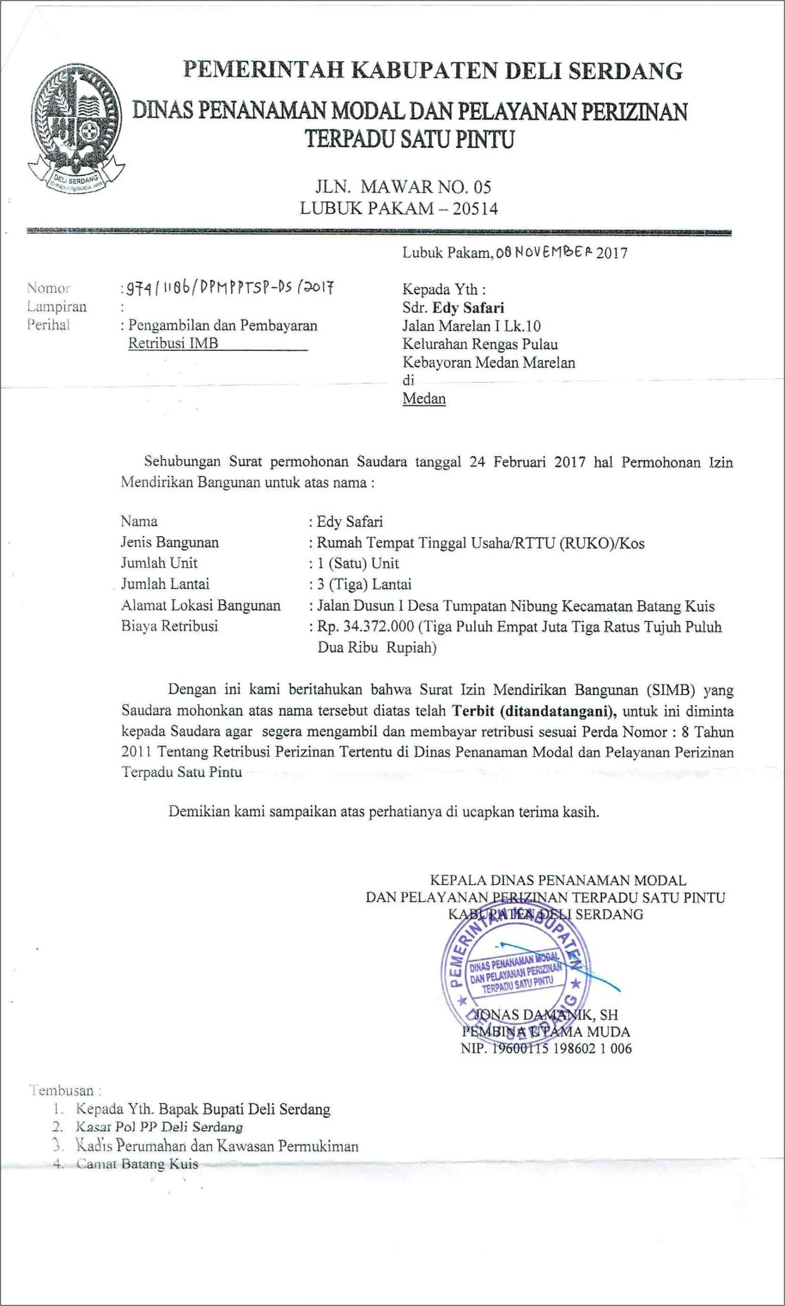 Contoh Surat Izin Usaha Kios Online