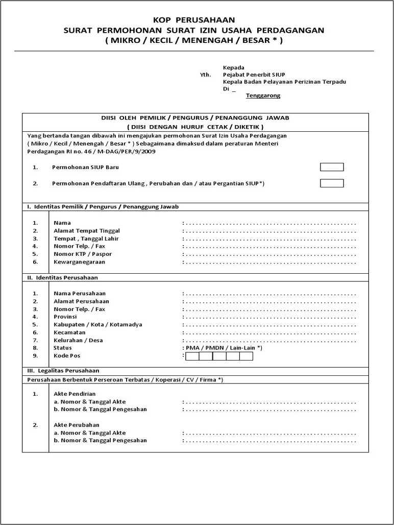 Contoh Surat Izin Usaha Perdagangan Besar Pdf