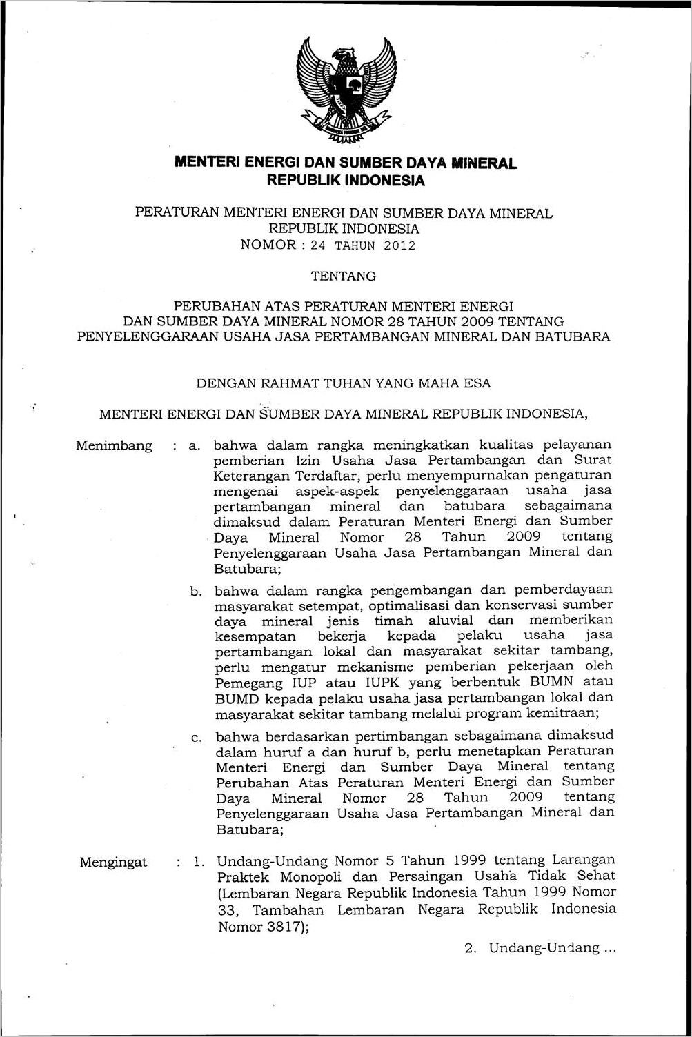 Contoh Surat Izin Usaha Pertambangan