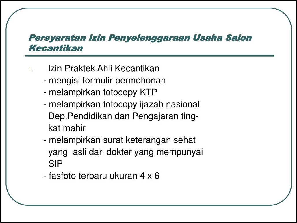 Contoh Surat Izin Usaha Salon