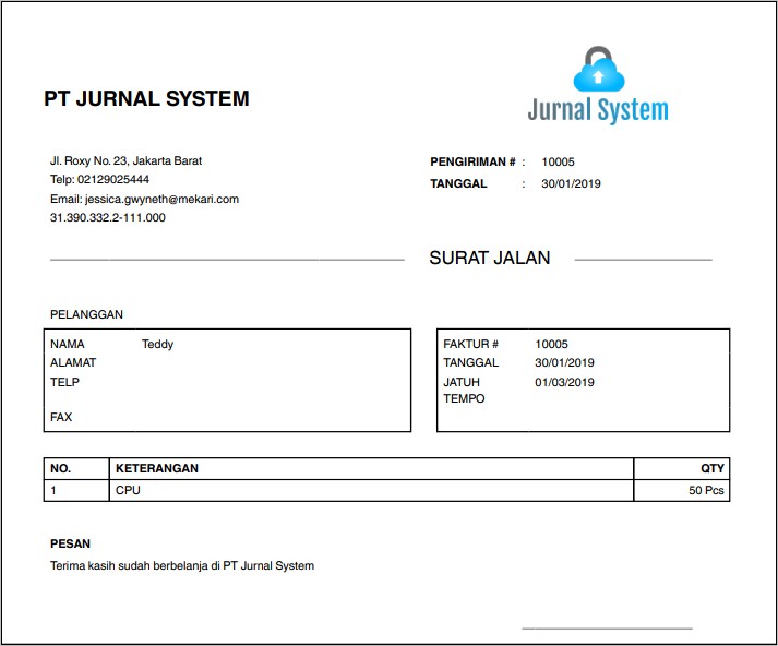 Contoh Surat Jalan Barang Dari Perusahaan Dalam Bahasa Inggris