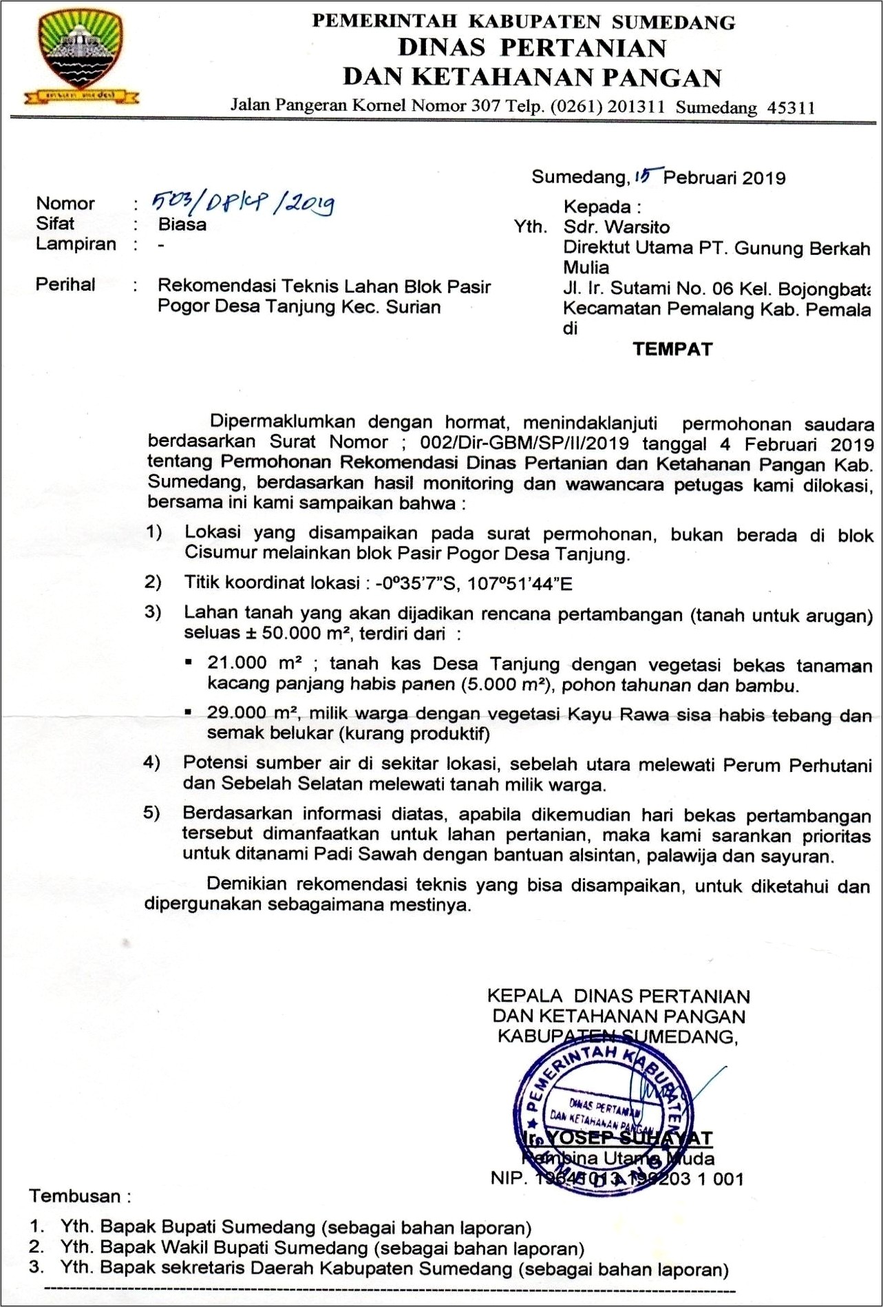 Contoh Surat Jalan Dinas Peternakan