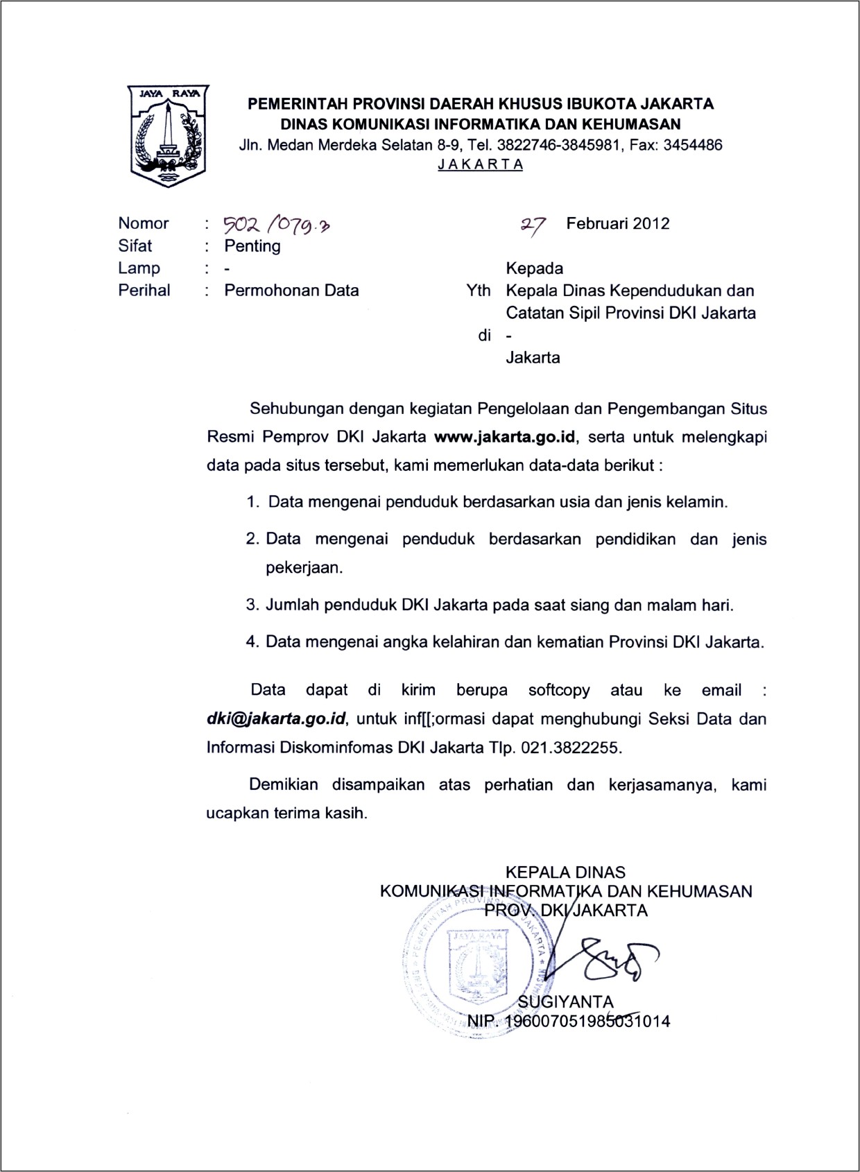 Contoh Surat Ke Dinas Sosial Tentang Permintaan Data