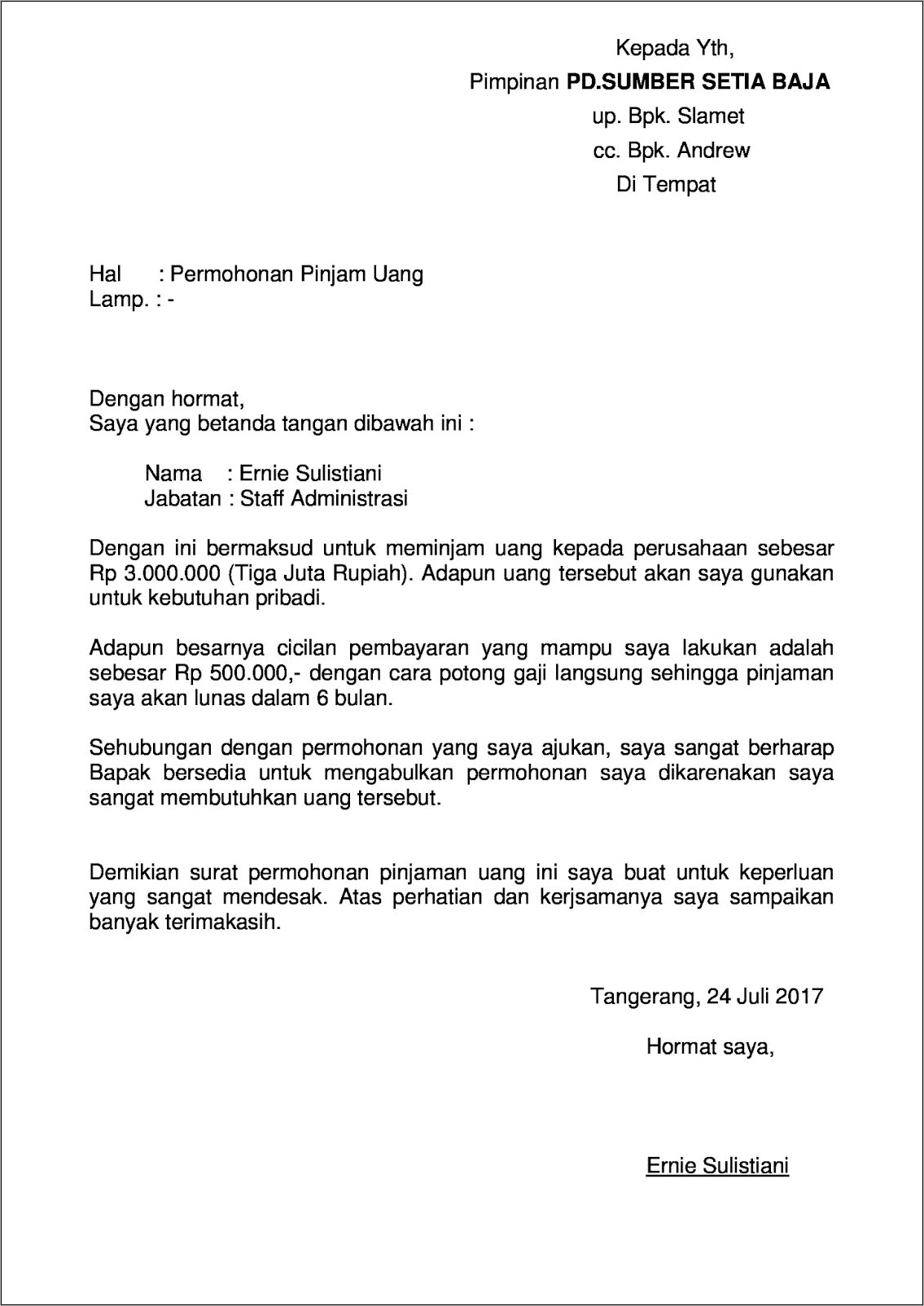 Contoh Surat Kepada Pimpinan Perusahaan