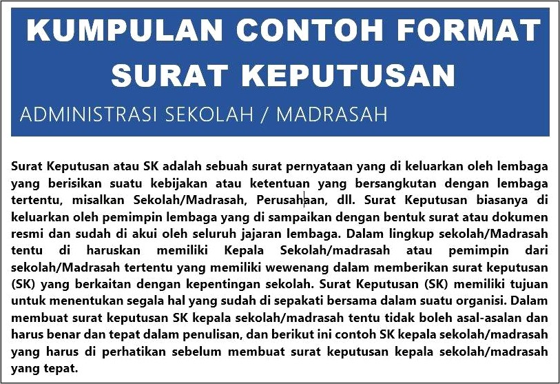 Contoh Surat Keputusan Kepala Dinas Sesuai Peraturan