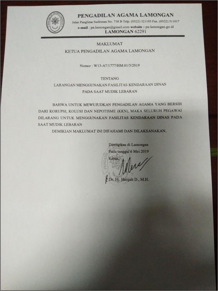 Contoh Surat Keputusan Pemakaian Kendaraan Dinas