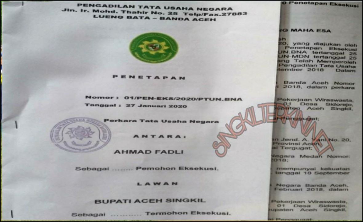 Contoh Surat Keputusan Tata Usaha Negara Gugatan