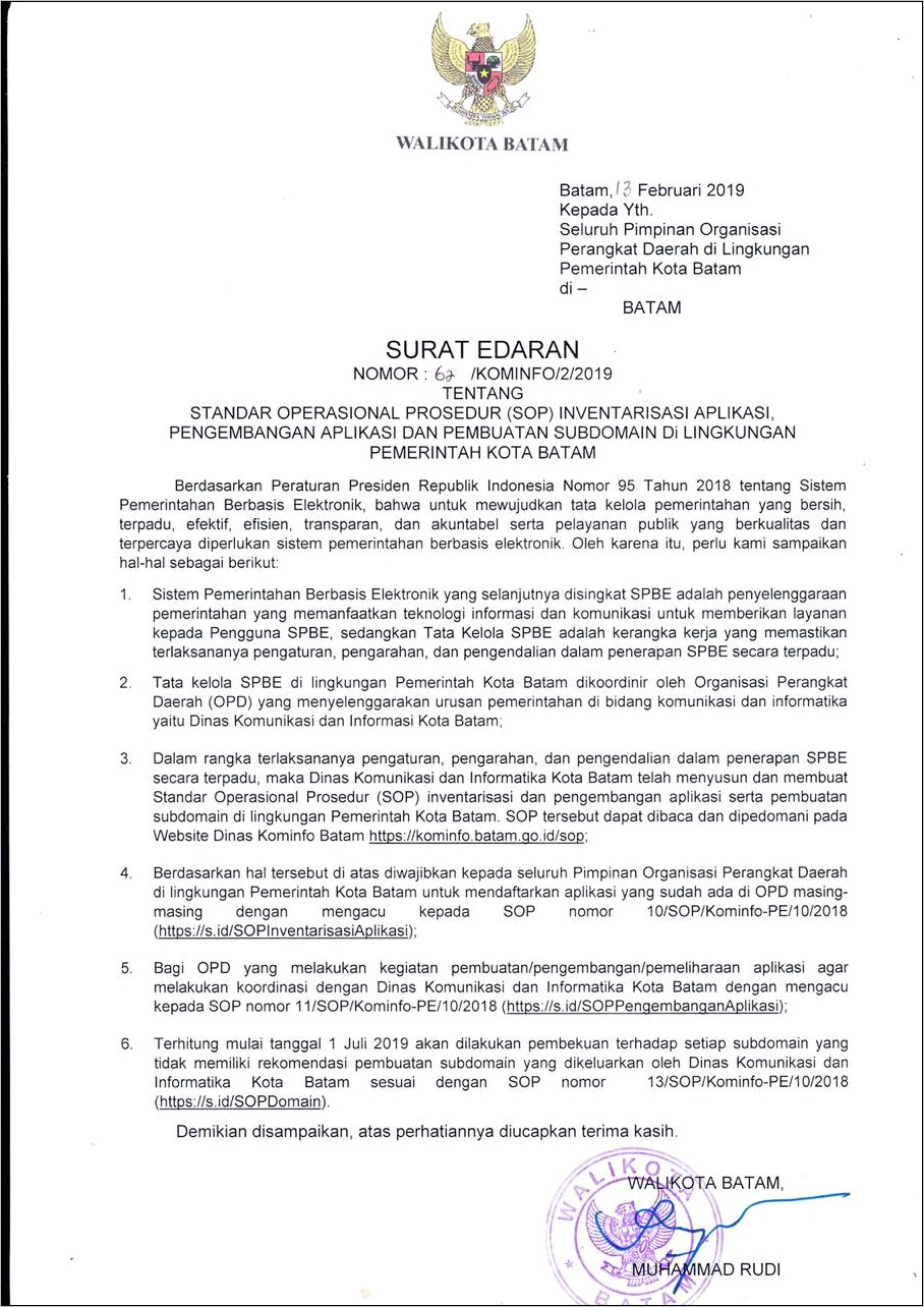 Contoh Surat Keputusan Tentang Sop Dinas Kominfo