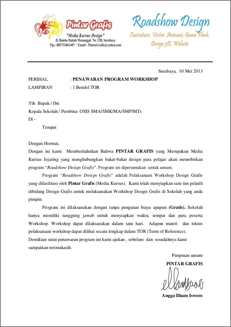 Contoh Surat Kerjasama Antar Perusahaan Travel