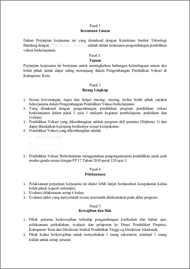 Contoh Surat Kerjasama Mou Smk Dengan Perusahaan