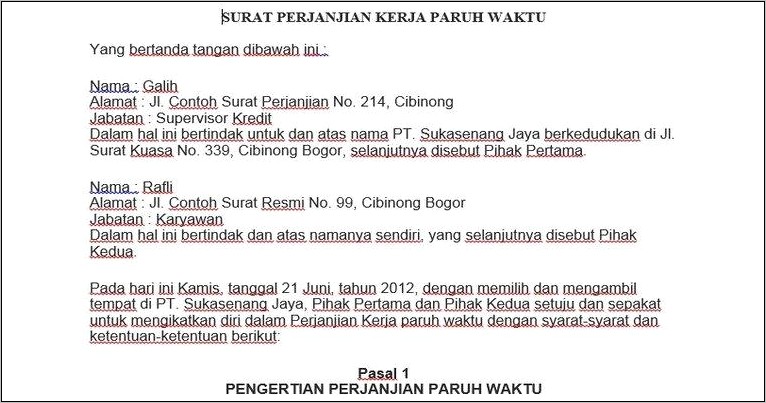 Contoh Surat Kesepakatan Antar Perusahaan