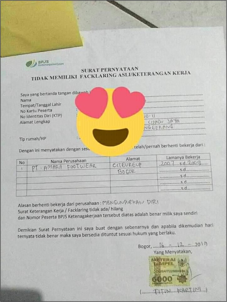 Contoh Surat Keteranga Dari Perusahaan Untuk Keluar Dari Bpjs