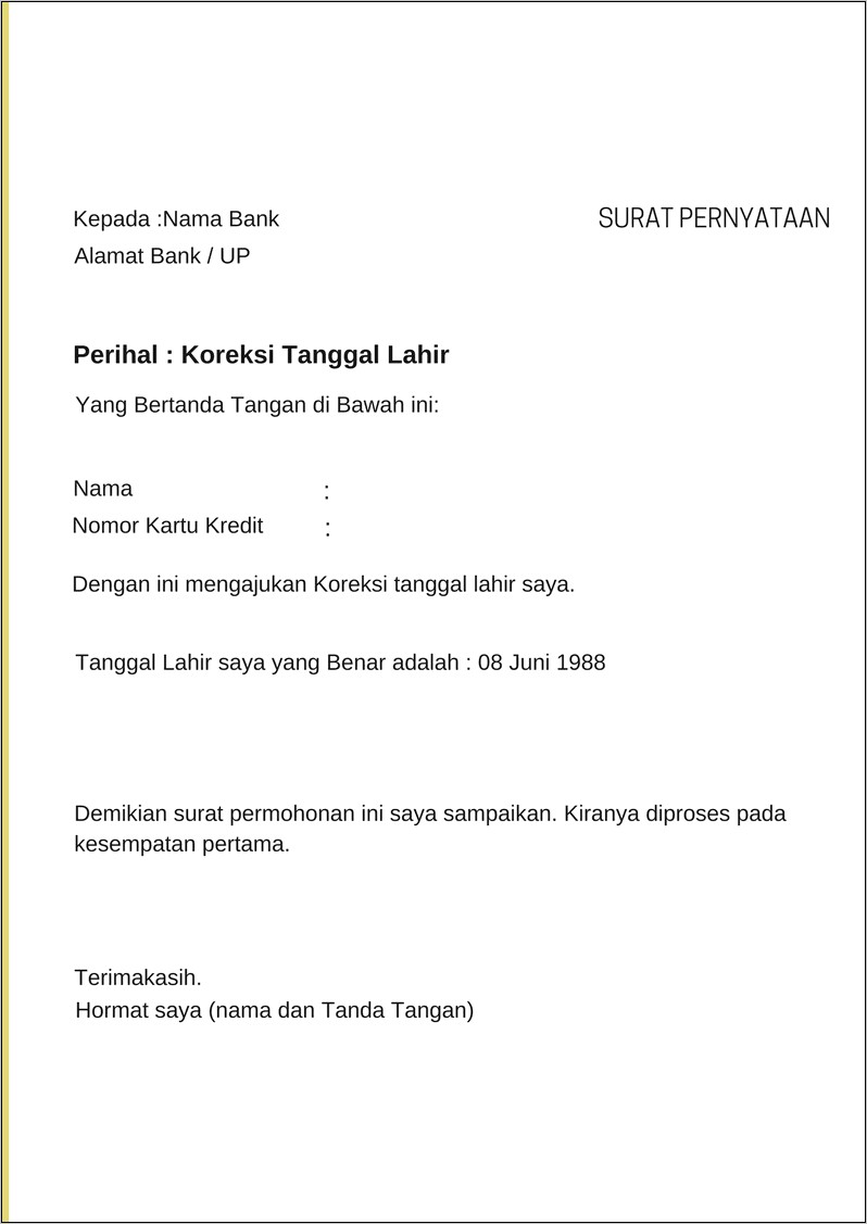 Contoh Surat Keterangan Penggantian Nama Perusahaan