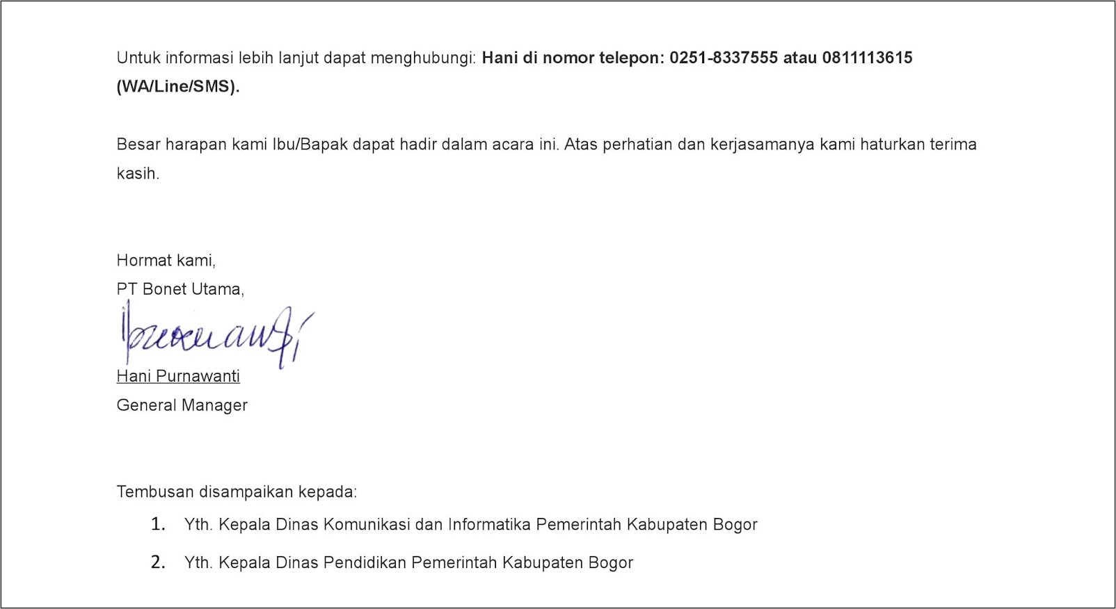 Contoh Surat Konfirmasi Undangan Seminar