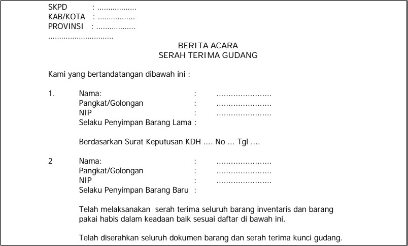 Contoh Surat Kontak Terima Barang Inventaris Perusahaan