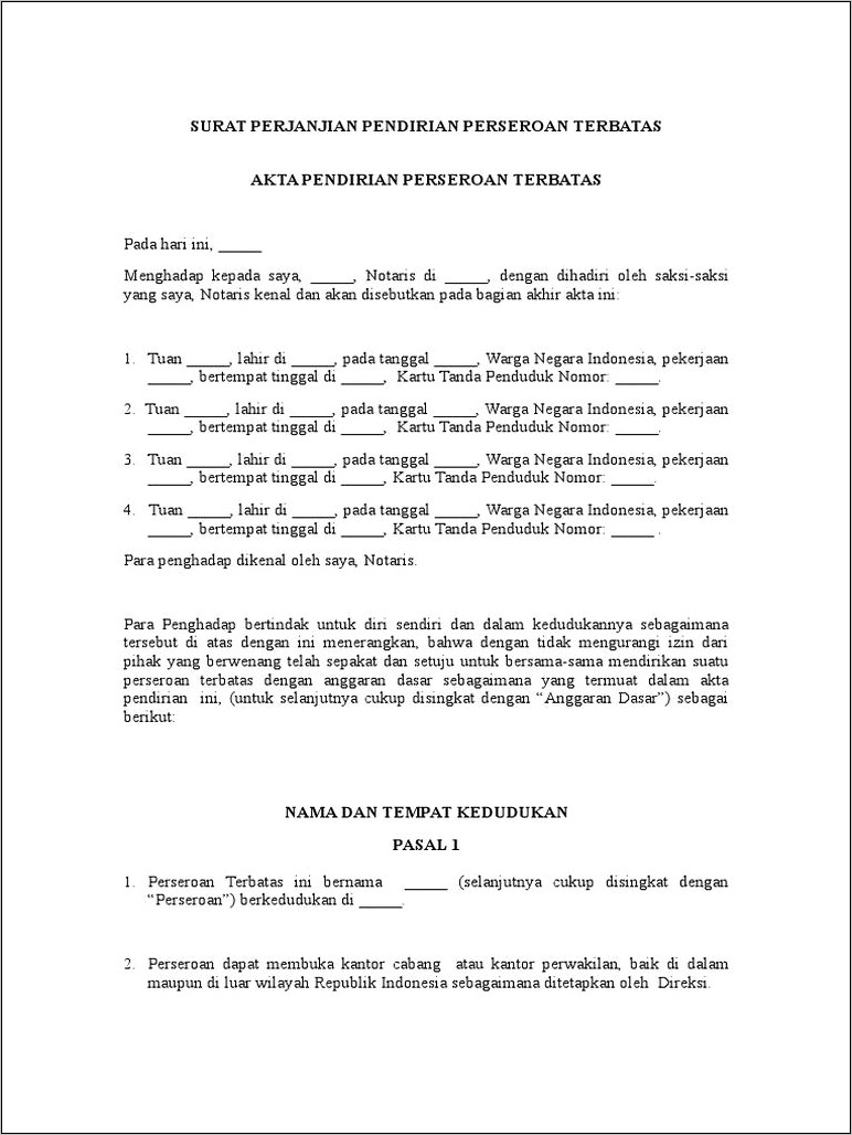 Contoh Surat Kontrak Bisnis Perusahaan Pt Sidomuncul