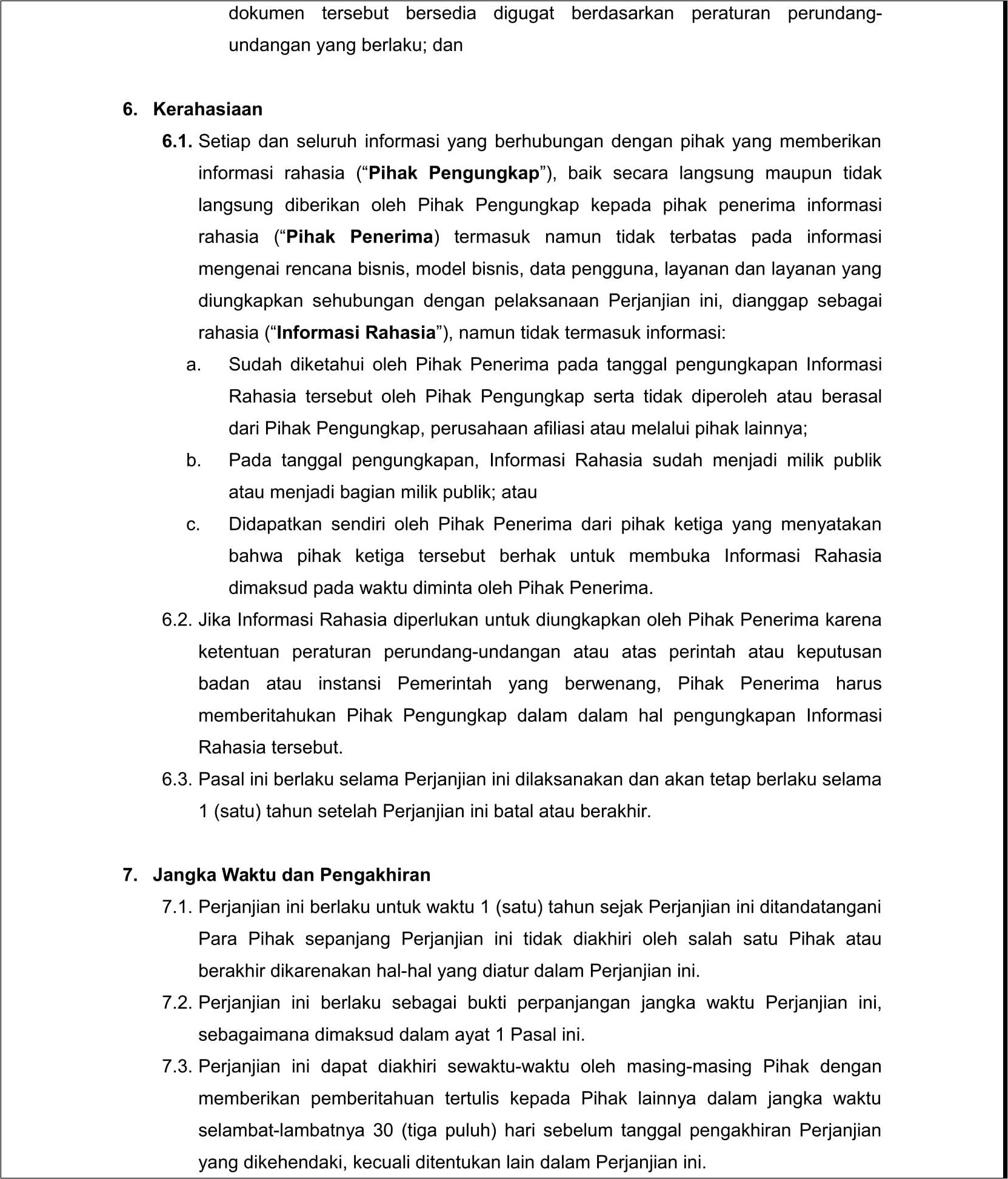 Contoh Surat Kontrak Bisnis Perusahaan