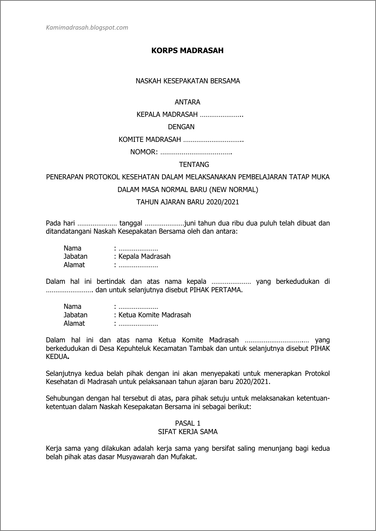 Contoh Surat Kontrak Kerjasama Catering Dengan Perusahaan Doc