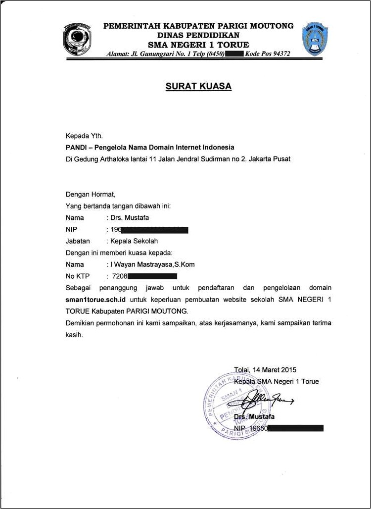 Contoh Surat Kuasa Dinas Dari Kepala Desa