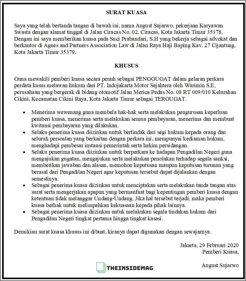 Contoh Surat Kuasa Perpanjang Stnk Dan Plat Nomor Mobil Perusahaan