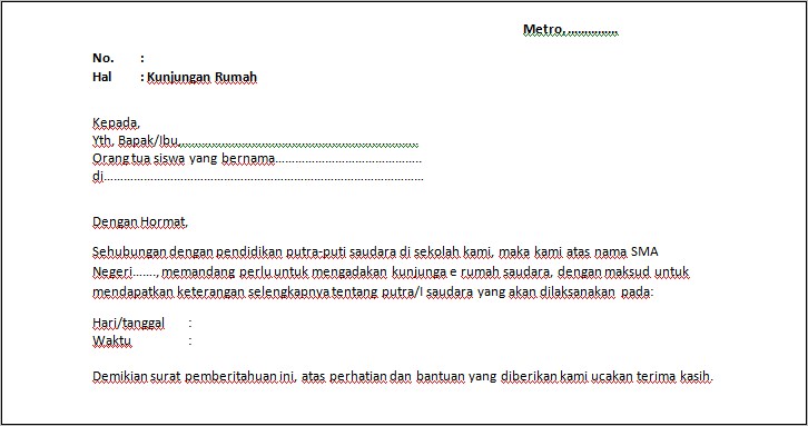 Contoh Surat Kunjungan Anak Sekolah Ke Perusahaan