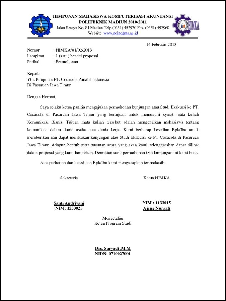 Contoh Surat Kunjungan Studi Banding Ke Dinas Pendidikan