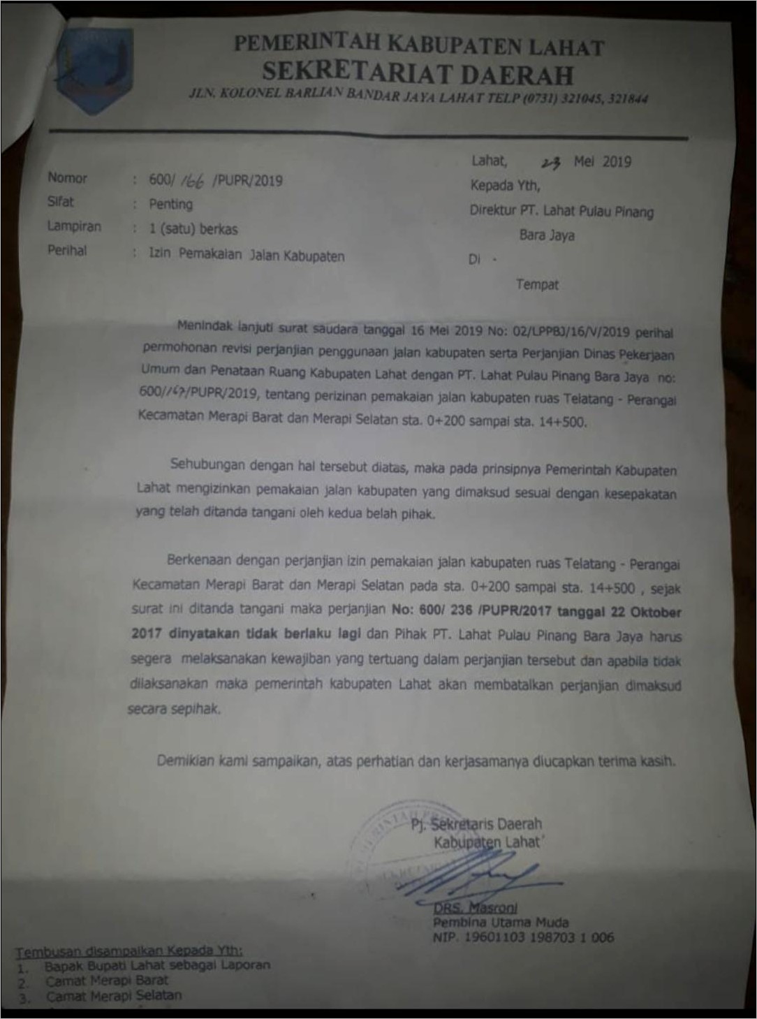 Contoh Surat Laporan Hasil Produksi Galian C Ke Dinas Provinsi