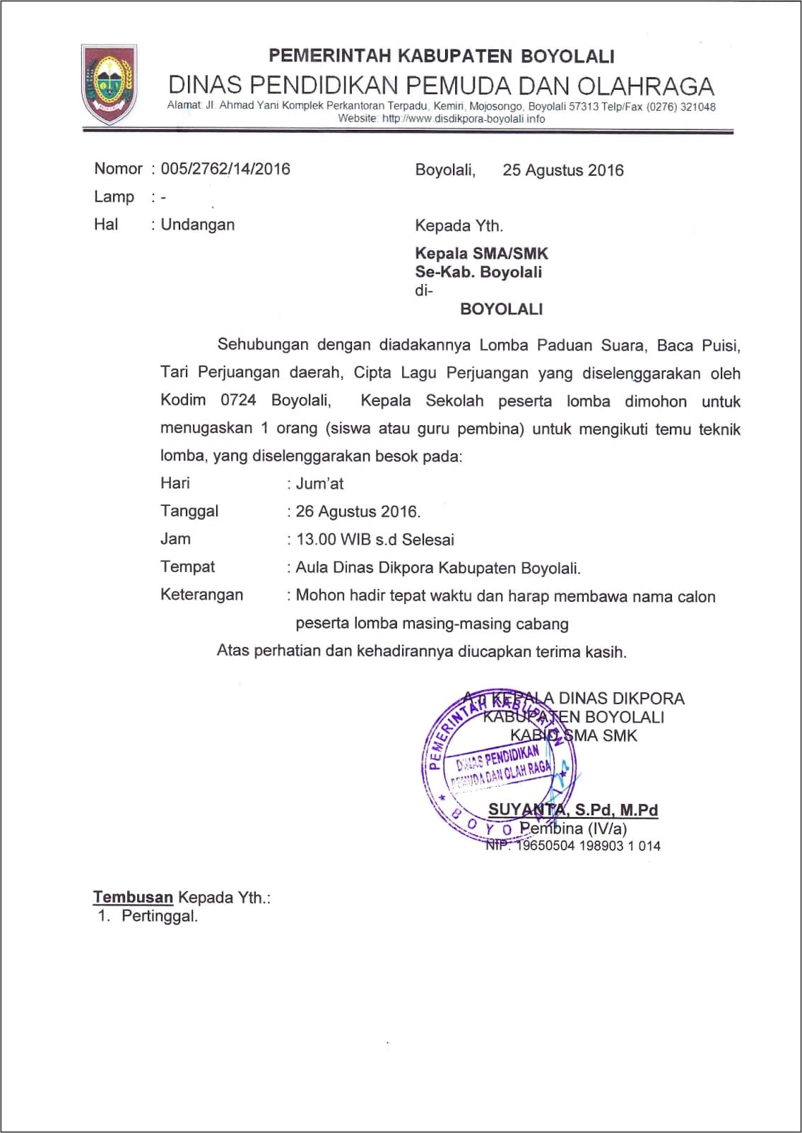 Contoh Surat Mengundang Sekolah Lain Dalam Pentas Seni