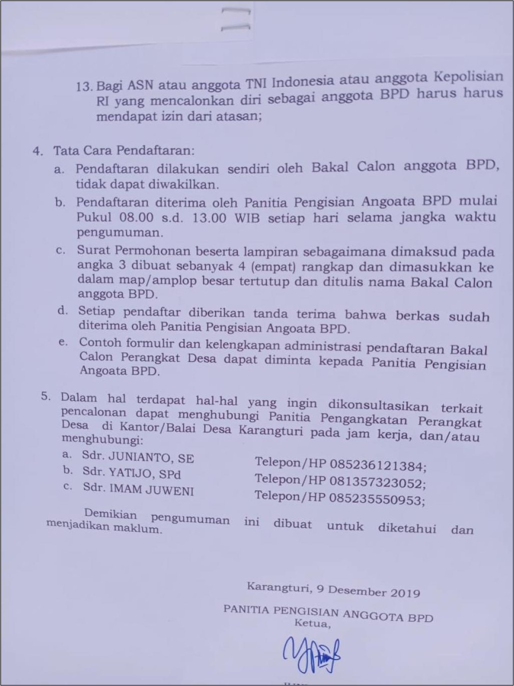 Contoh Surat Minta Izin Untuk Pemilihan Kepala Desa Kepada Perusahaan
