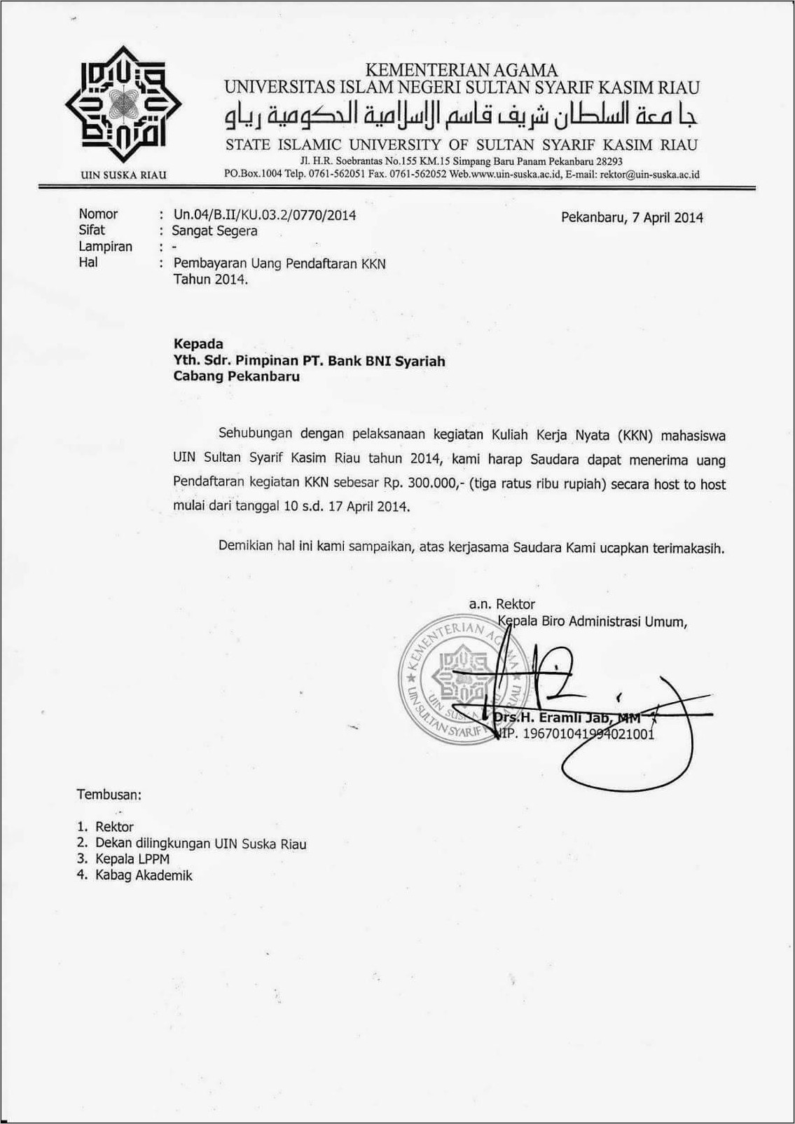 Contoh Surat Pemberitahuan Dinas Resmi