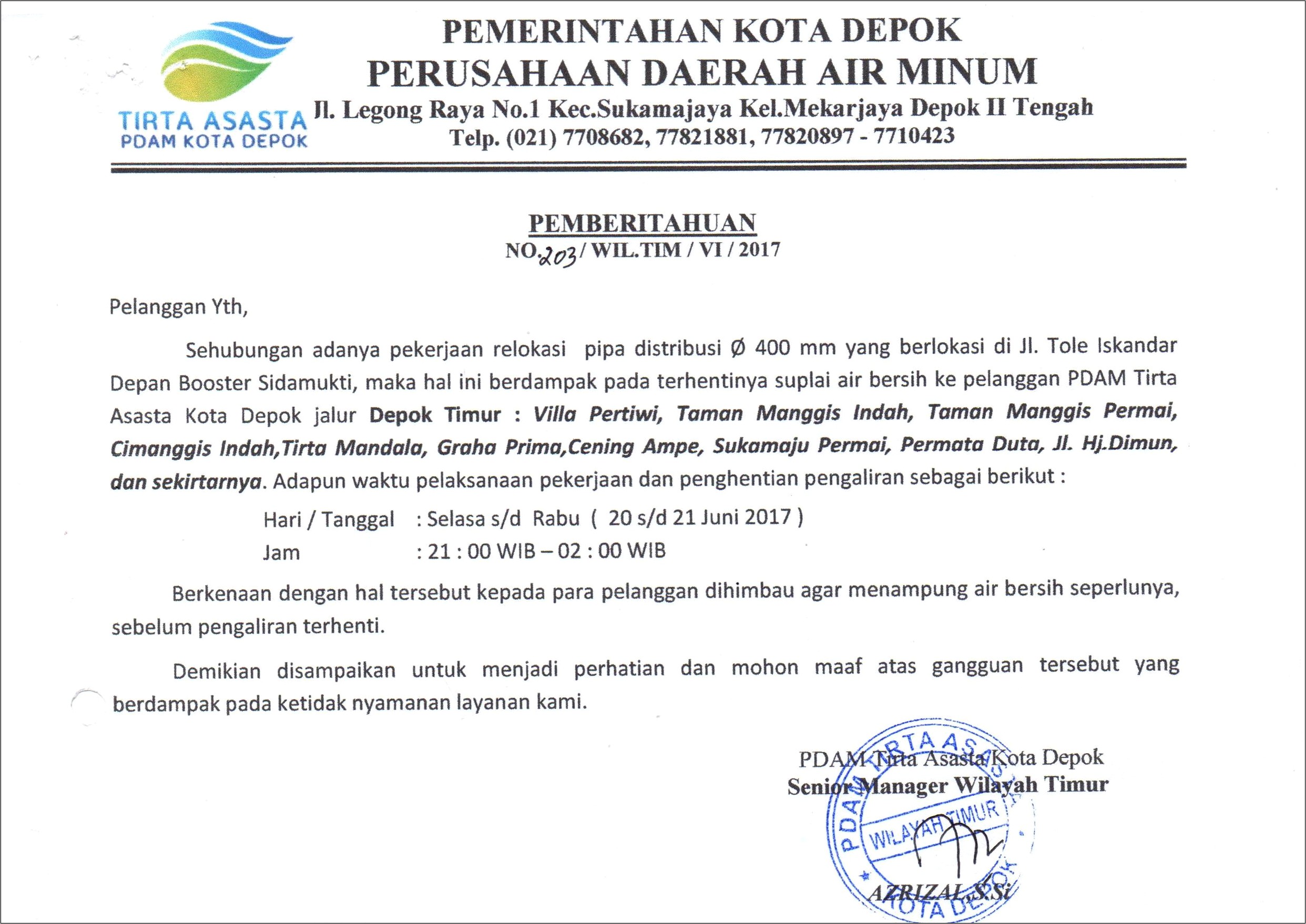 Contoh Surat Pemberitahuan Perusahaan