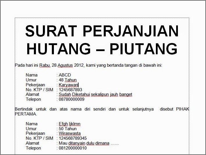 Contoh Surat Penagihan Hutang Perusahaan