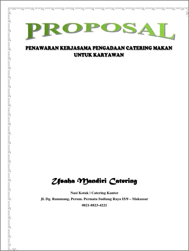 Contoh Surat Penawaran Catering Ke Perusahaan