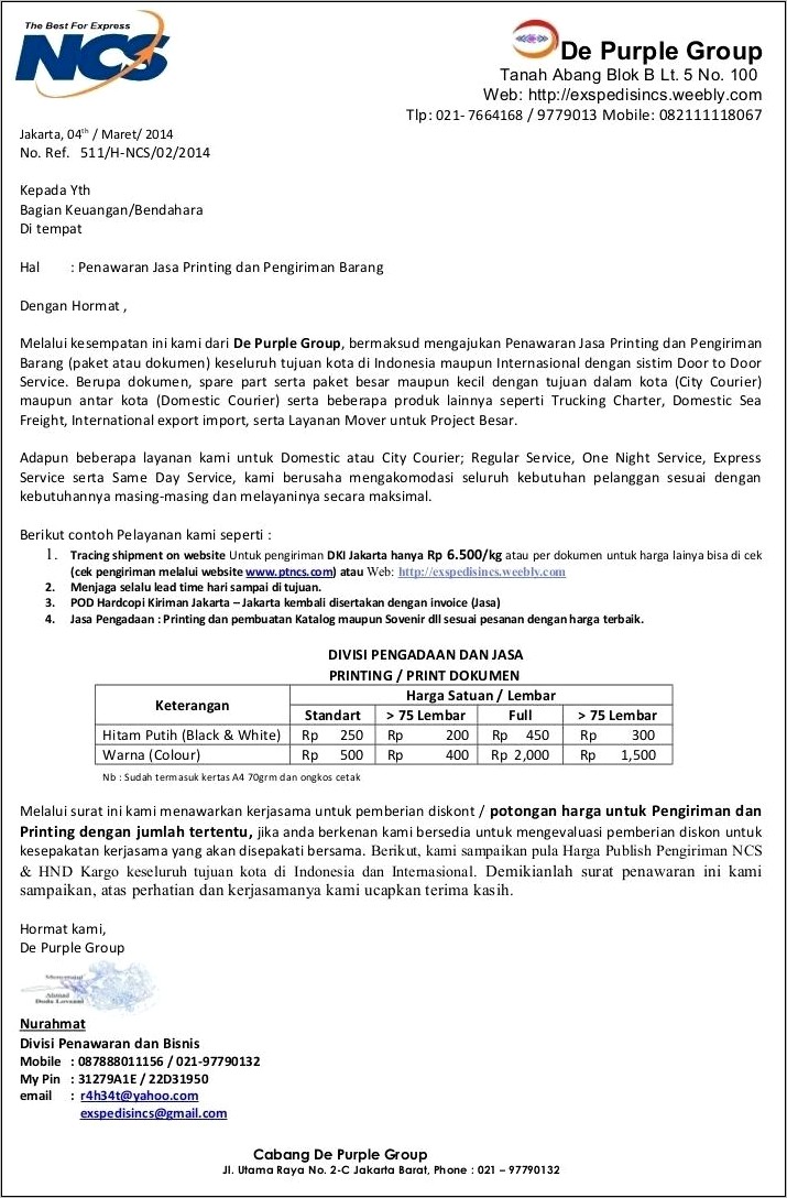 Contoh Surat Penawaran Kerjasama Service Kendaraan Dengan Dinas Pemerintah