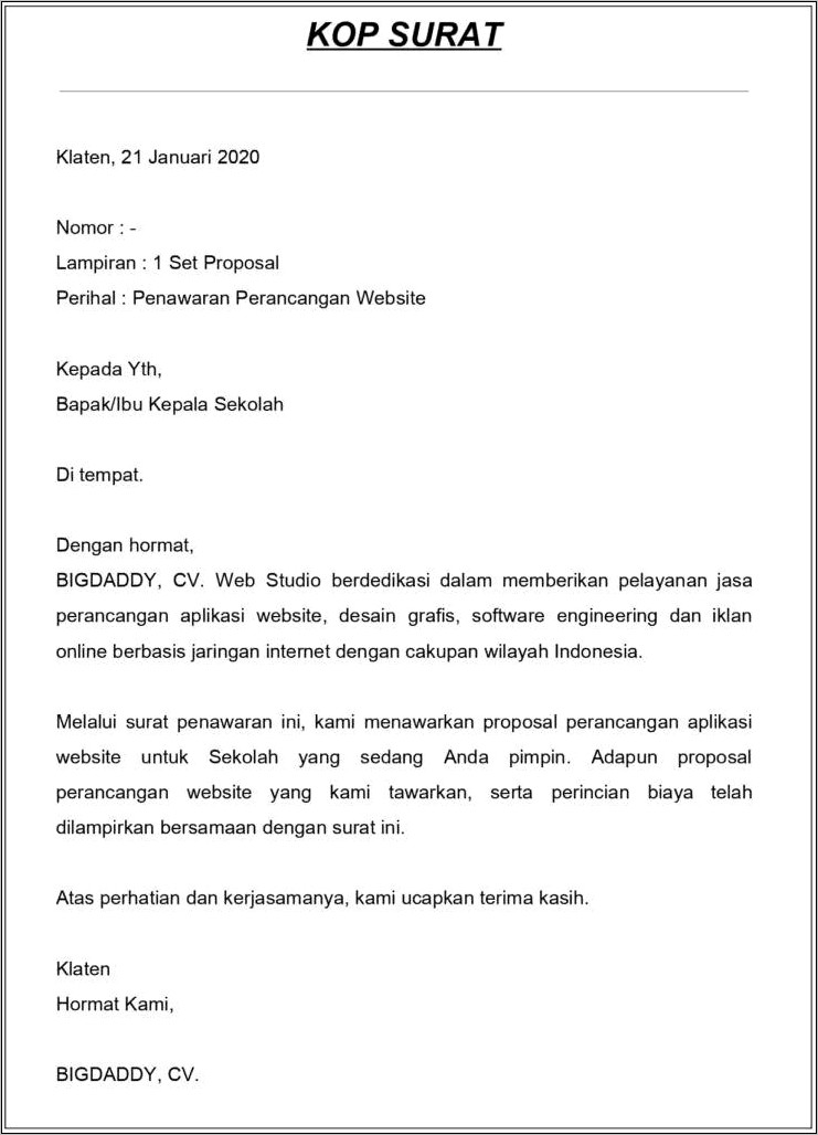 Contoh Surat Penawaran Usaha