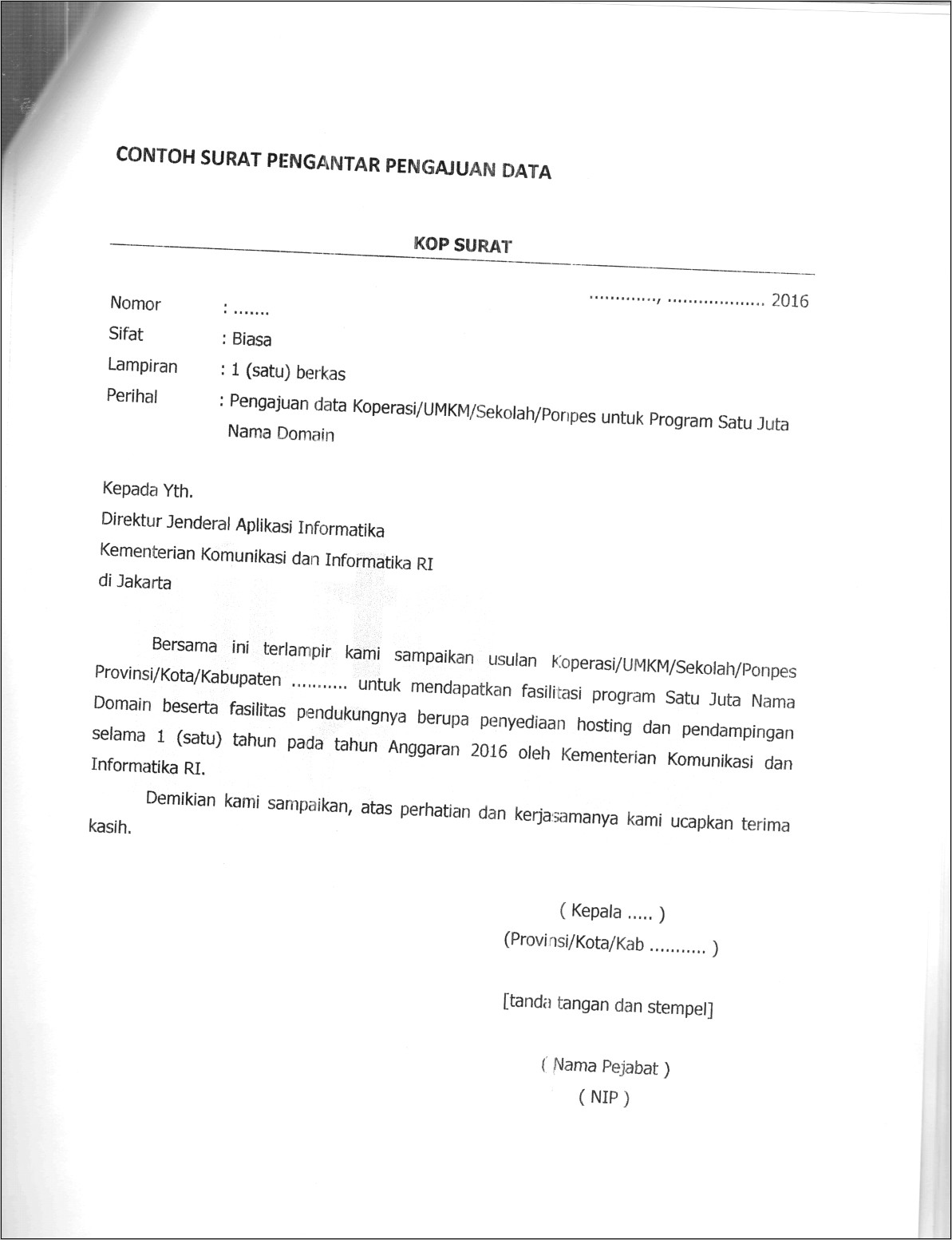 Contoh Surat Pengajuan Anggaran Perjalanan Dinas