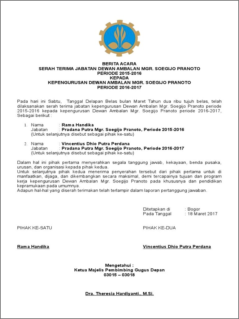 Contoh Surat Pengalihan Jabatan Dinas