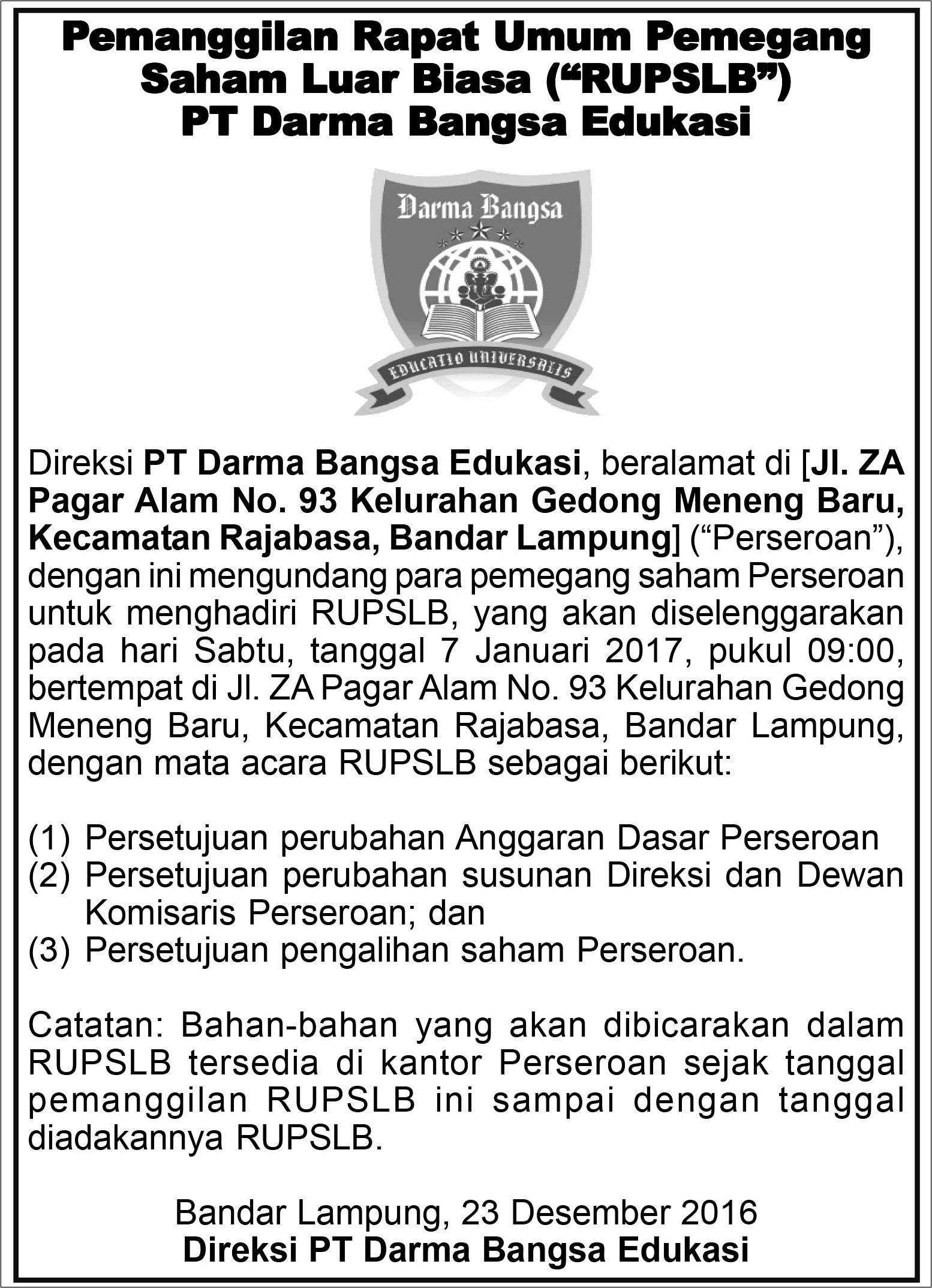 Contoh Surat Pengalihan Saham Perusahaan