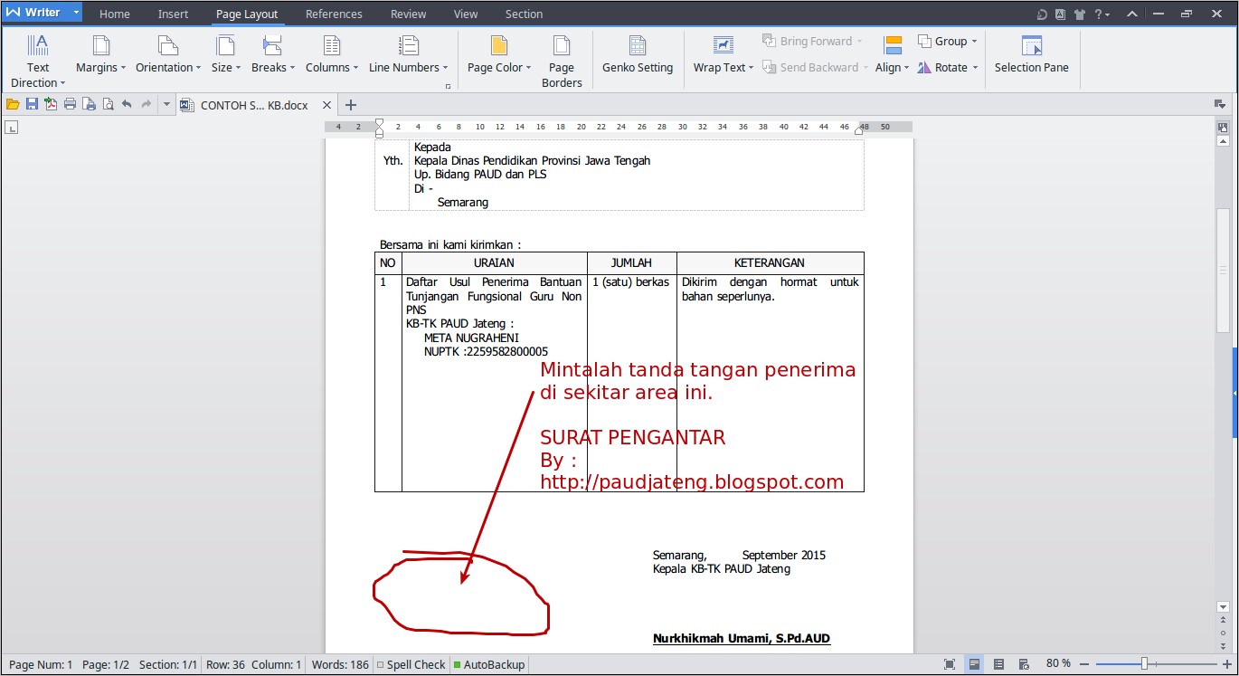 Contoh Surat Pengantar Barang Dinas