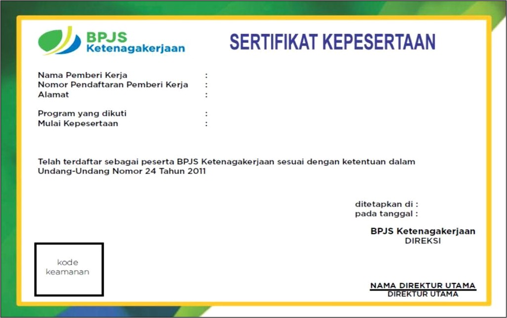 Contoh Surat Pengantar Cetak Ulang Sertifikat Badan Usaha Bpjs Ketenagakerjaan