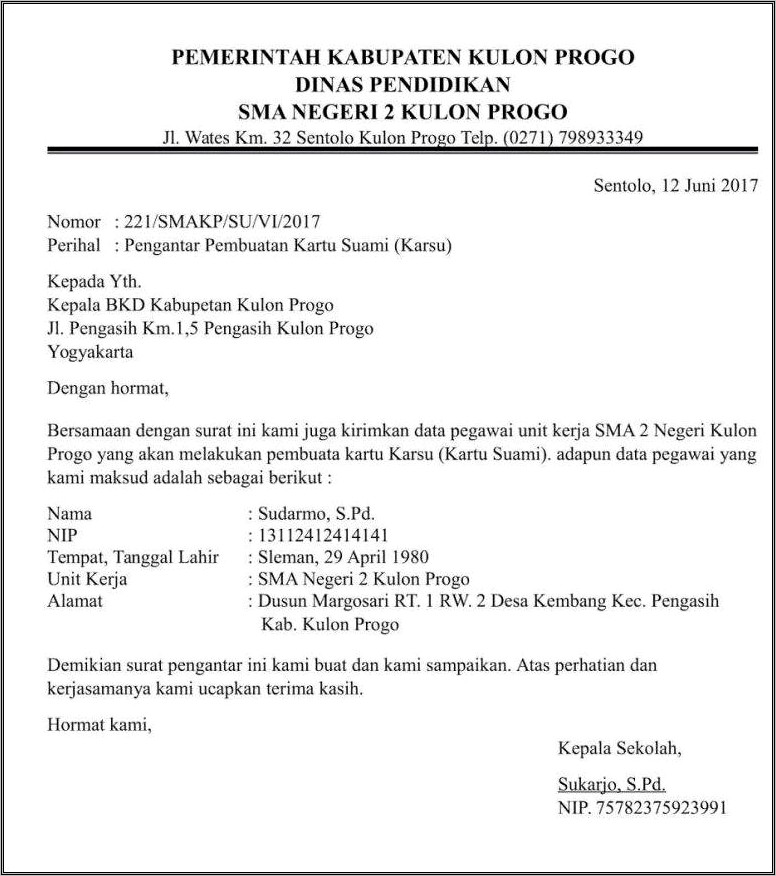 Contoh Surat Pengantar Dari Dinas Ke Bkd