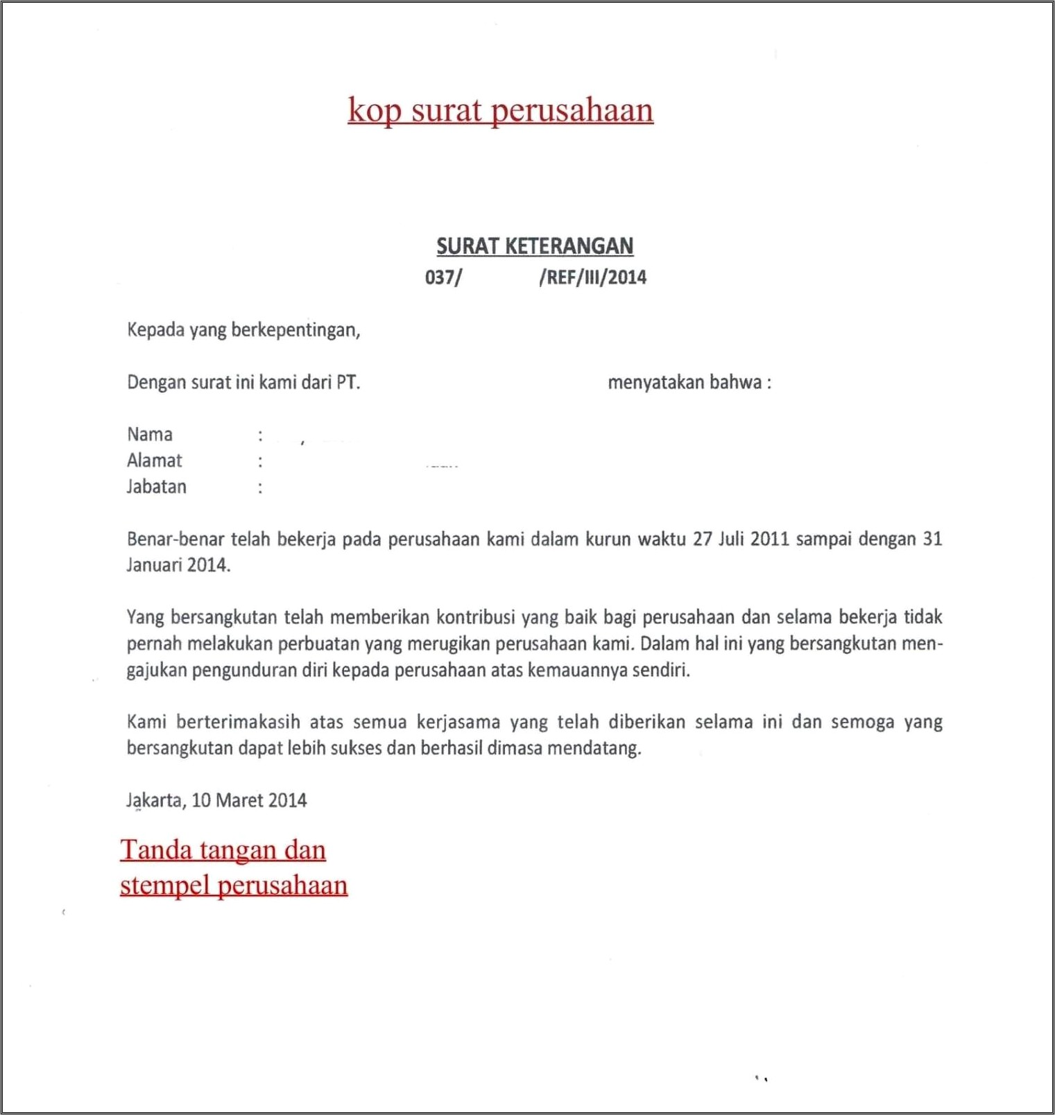 Contoh Surat Pengantar Dari Perusahaan Ke Disnaker