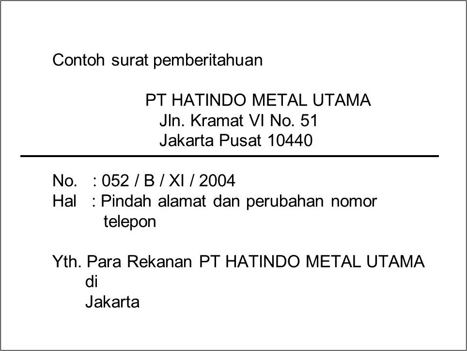 Contoh Surat Pengantar Dari Perusahaan Untuk Pendaftaran Pemasangan Telepon Baru