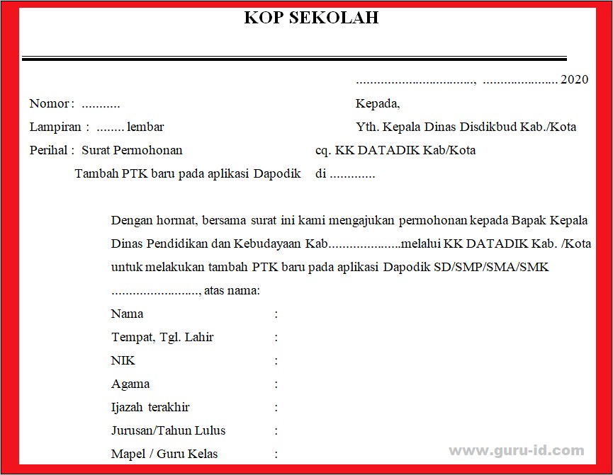 Contoh Surat Pengantar Dinas